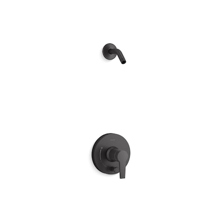 Kohler Pitch Rite-Temp Shower Trim Kit With Push-Button Diverter, Less Showerhead In Matte Black T49989-4L-BL